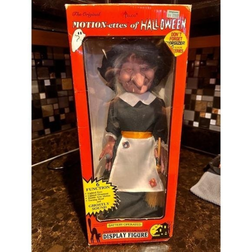 Vintage Telco Motion-ettes of Halloween Animated Witch 19" Figure 1999 Boxed